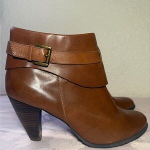 Coach Women's Tan Leather Ankle Booties with Buckle